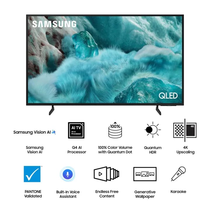 SAMSUNG 75 inch QLED UHD 4K Vision AI Smart LED Tv QA75Q7F Metal Stream Design